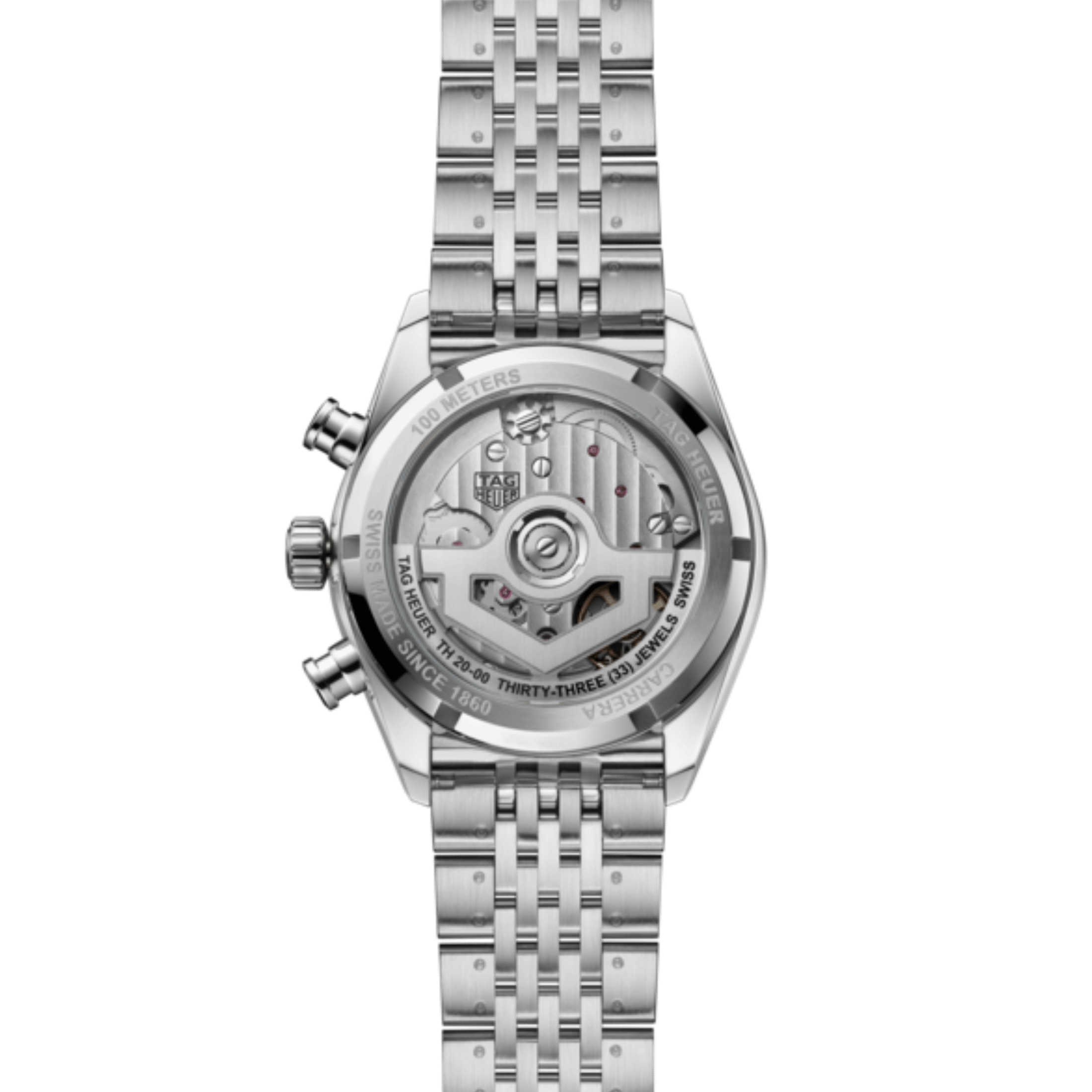 TAG Heuer Carrera Chronograph "Glassbox" automatic silver dial "beads-of-rice" steel bracelet 39 mm