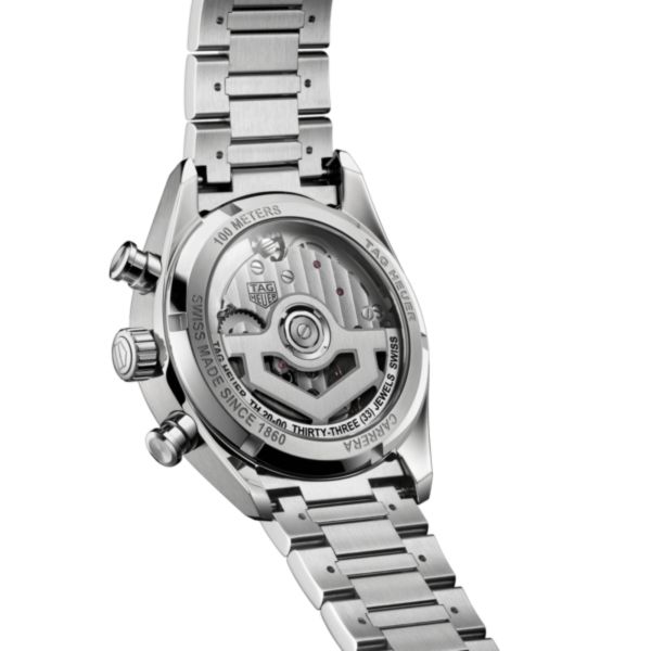 Montre TAG Heuer Carrera Chronographe DATO automatique cadran vert bracelet acier "grains de riz" 39 mm