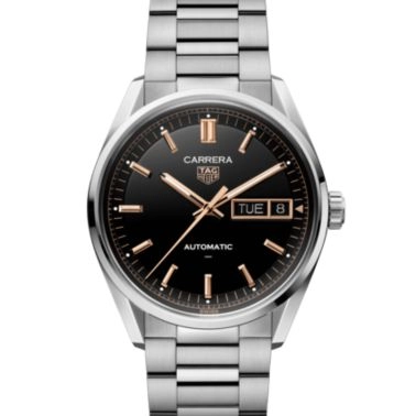 TAG Heuer Carrera Day-Date Automatic black dial steel bracelet 41 mm