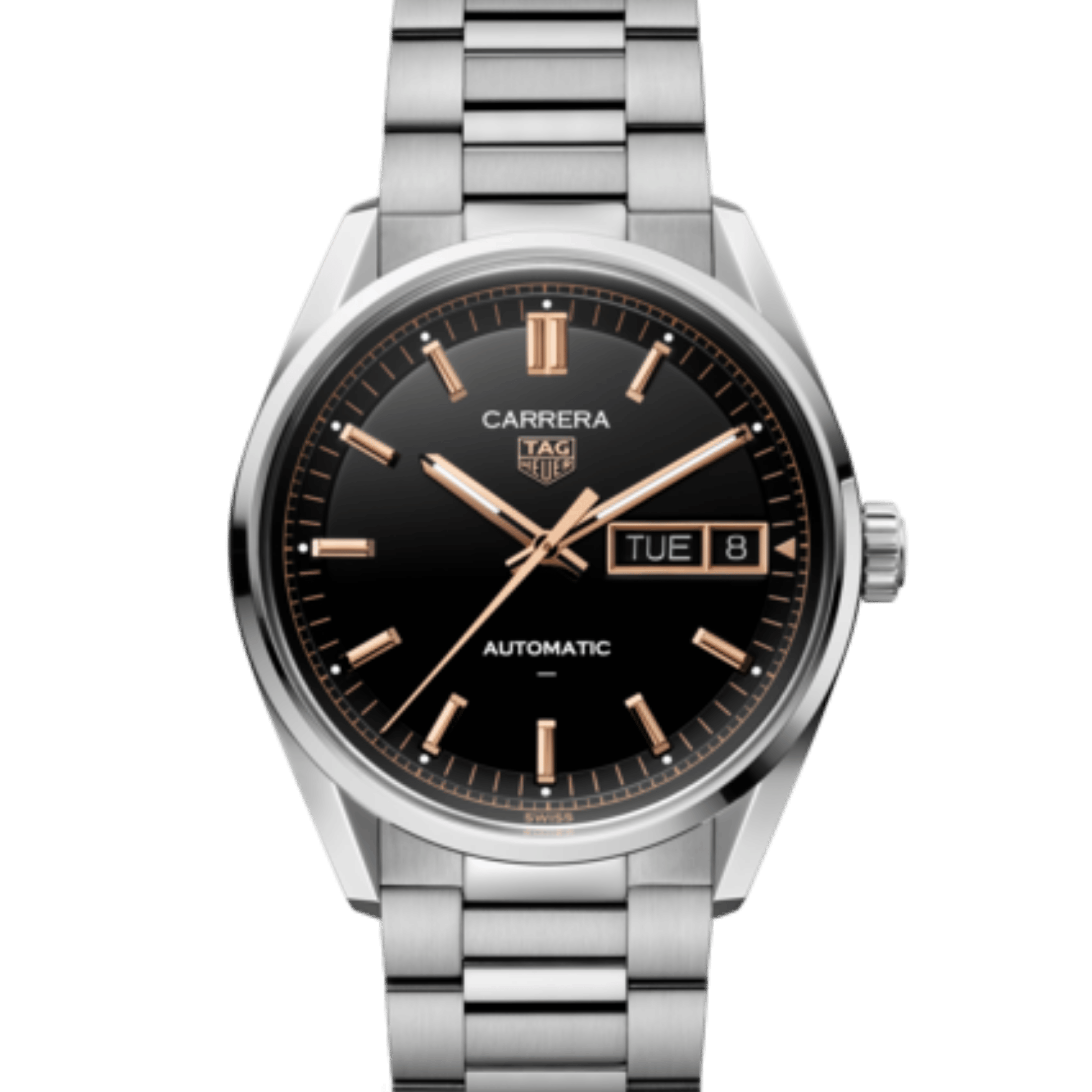 TAG Heuer Carrera Day-Date Automatic black dial steel bracelet 41 mm