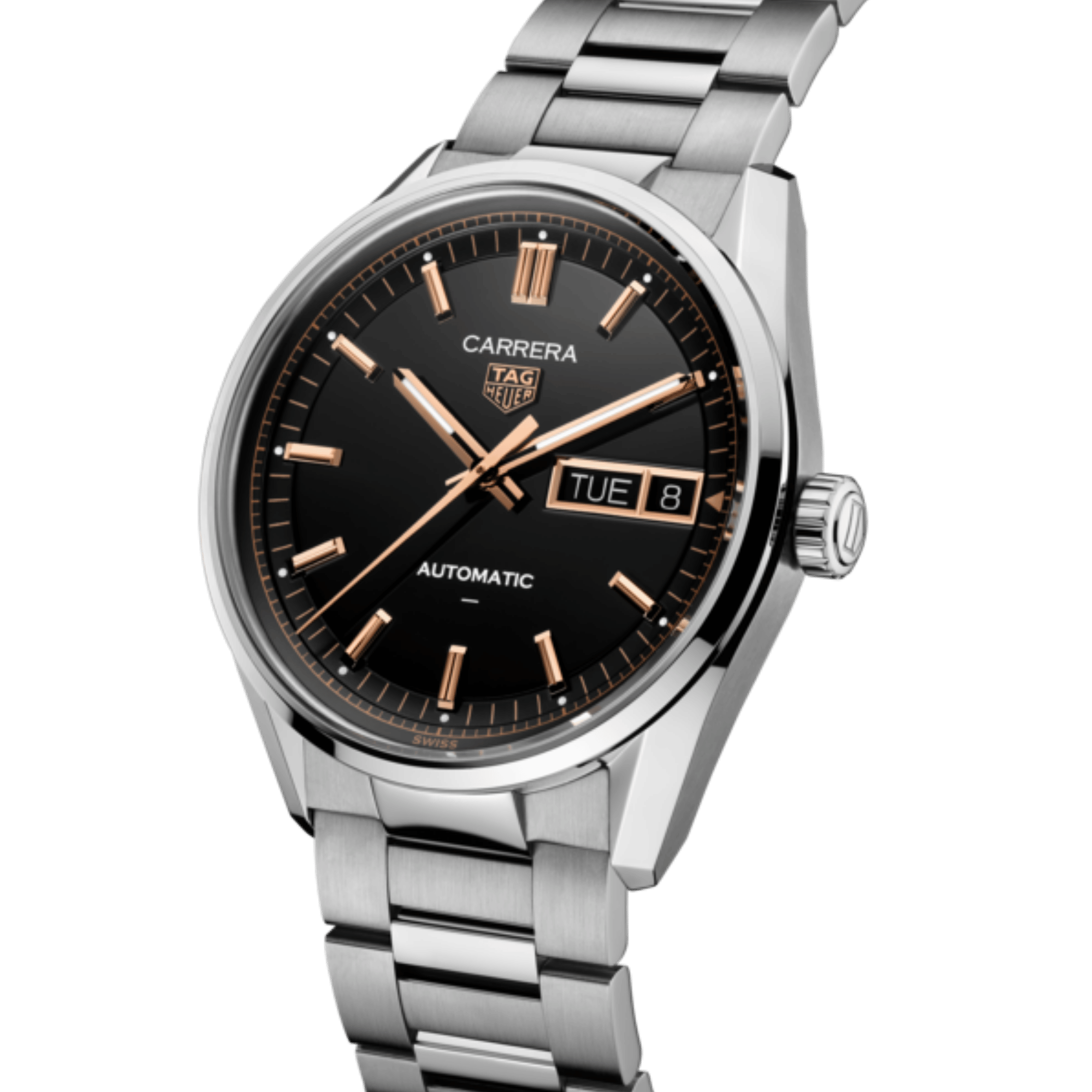 TAG Heuer Carrera Day-Date Automatic black dial steel bracelet 41 mm