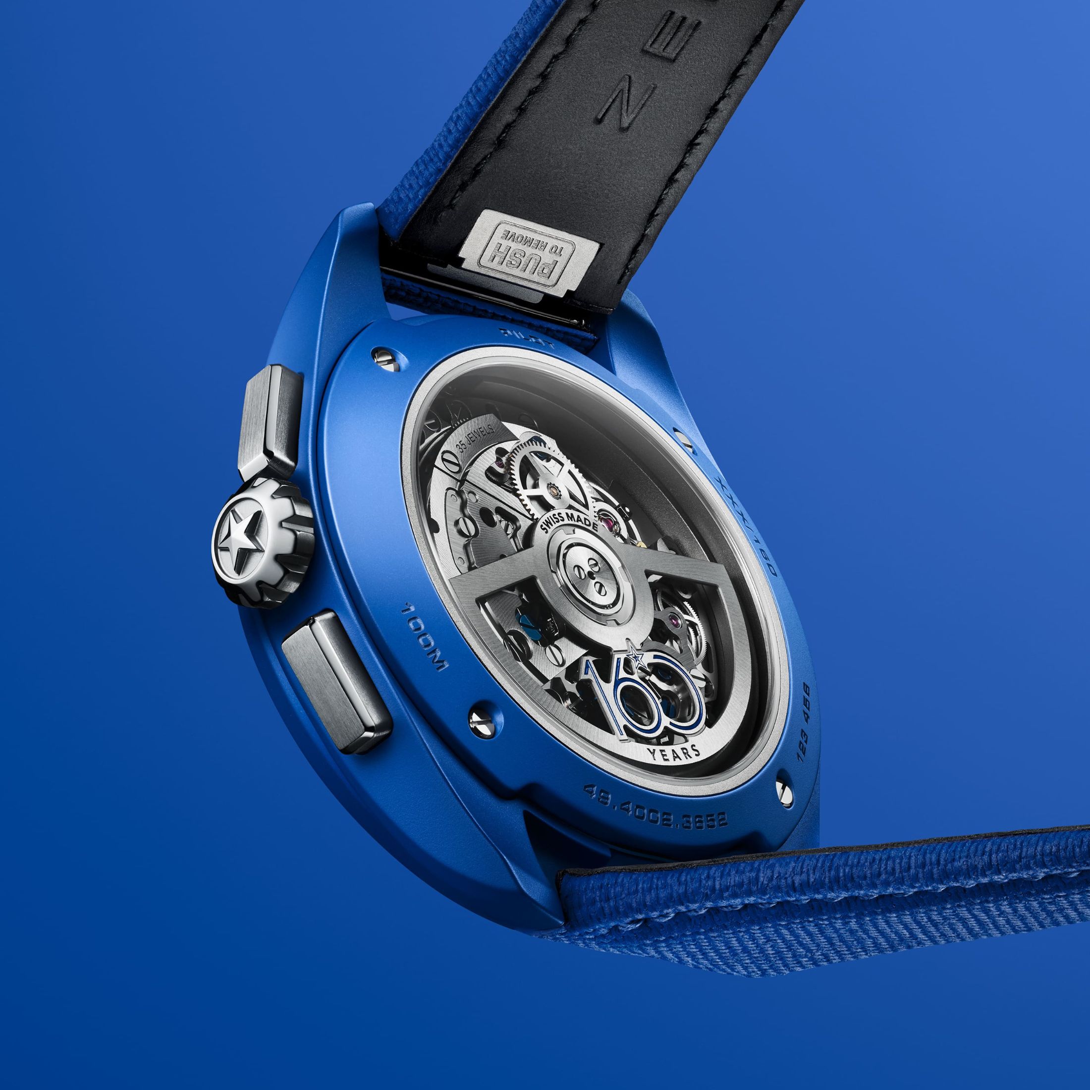 Zenith Pilot Big Date Flyback 160th Anniversary Blue Ceramic automatic El Primero cordura strap 42,5 mm