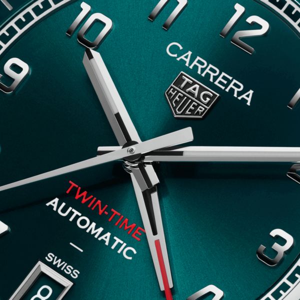 TAG Heuer Carrera Date Twin-Time automatic GMT green dial steel bracelet 41 mm