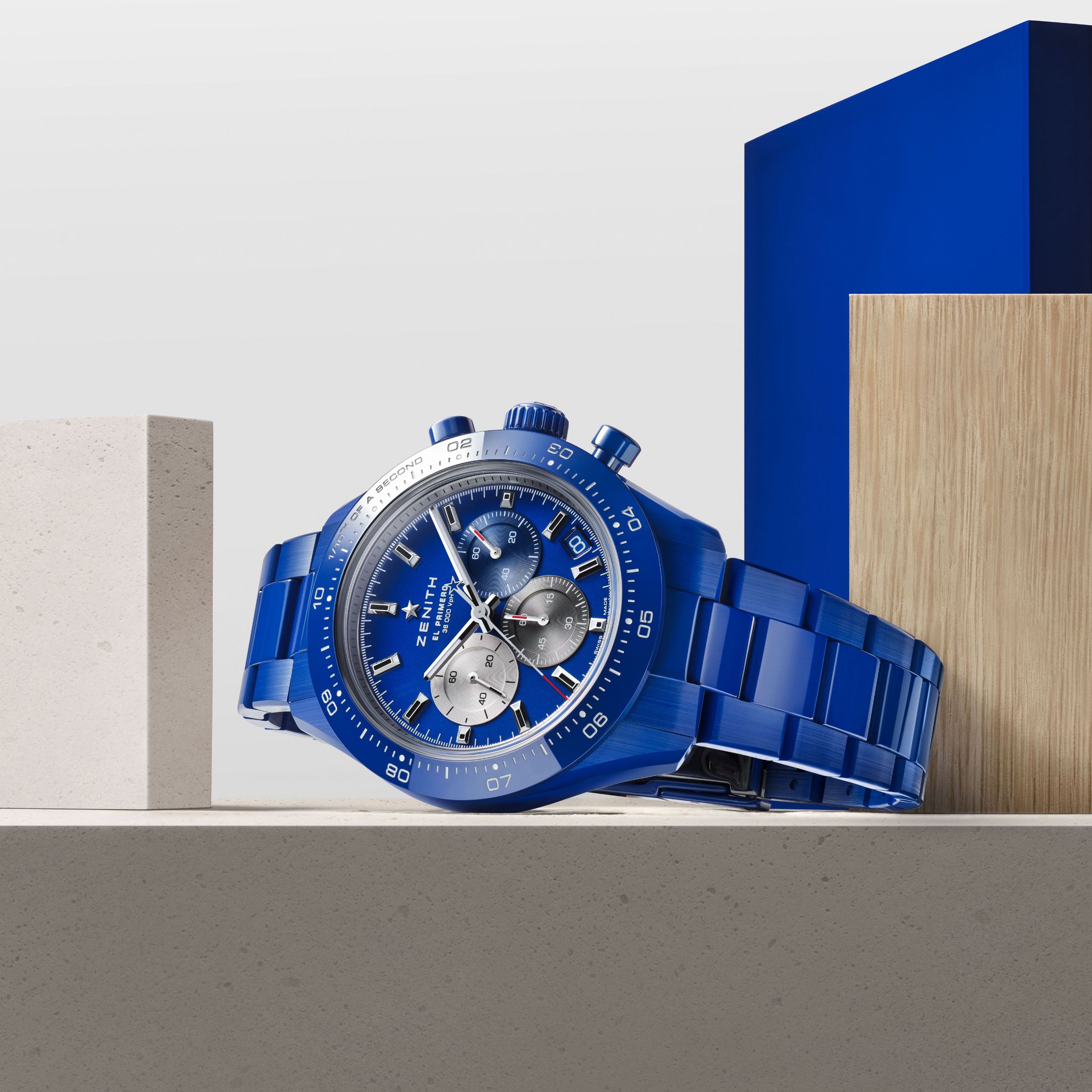 Montre Zenith Chronomaster Sport 160ème Anniversaire Céramique Bleue automatique cadran bleu bracelet acier 41 mm