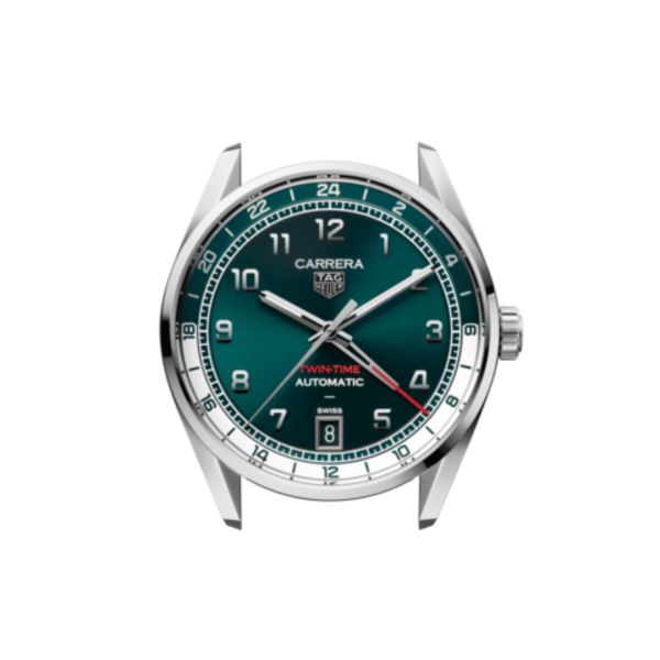 TAG Heuer Carrera Date Twin-Time automatic GMT green dial steel bracelet 41 mm