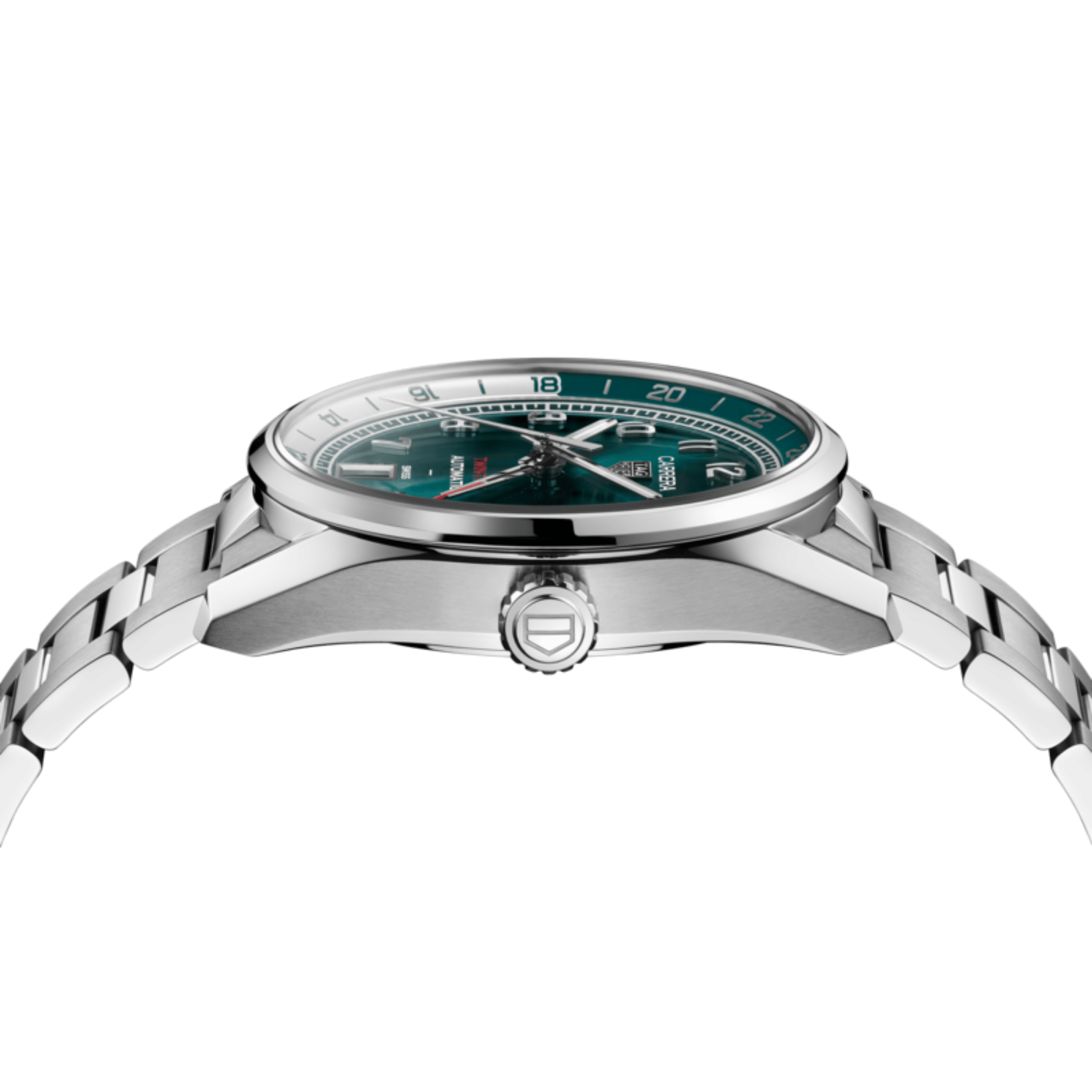 TAG Heuer Carrera Date Twin-Time automatic GMT green dial steel bracelet 41 mm