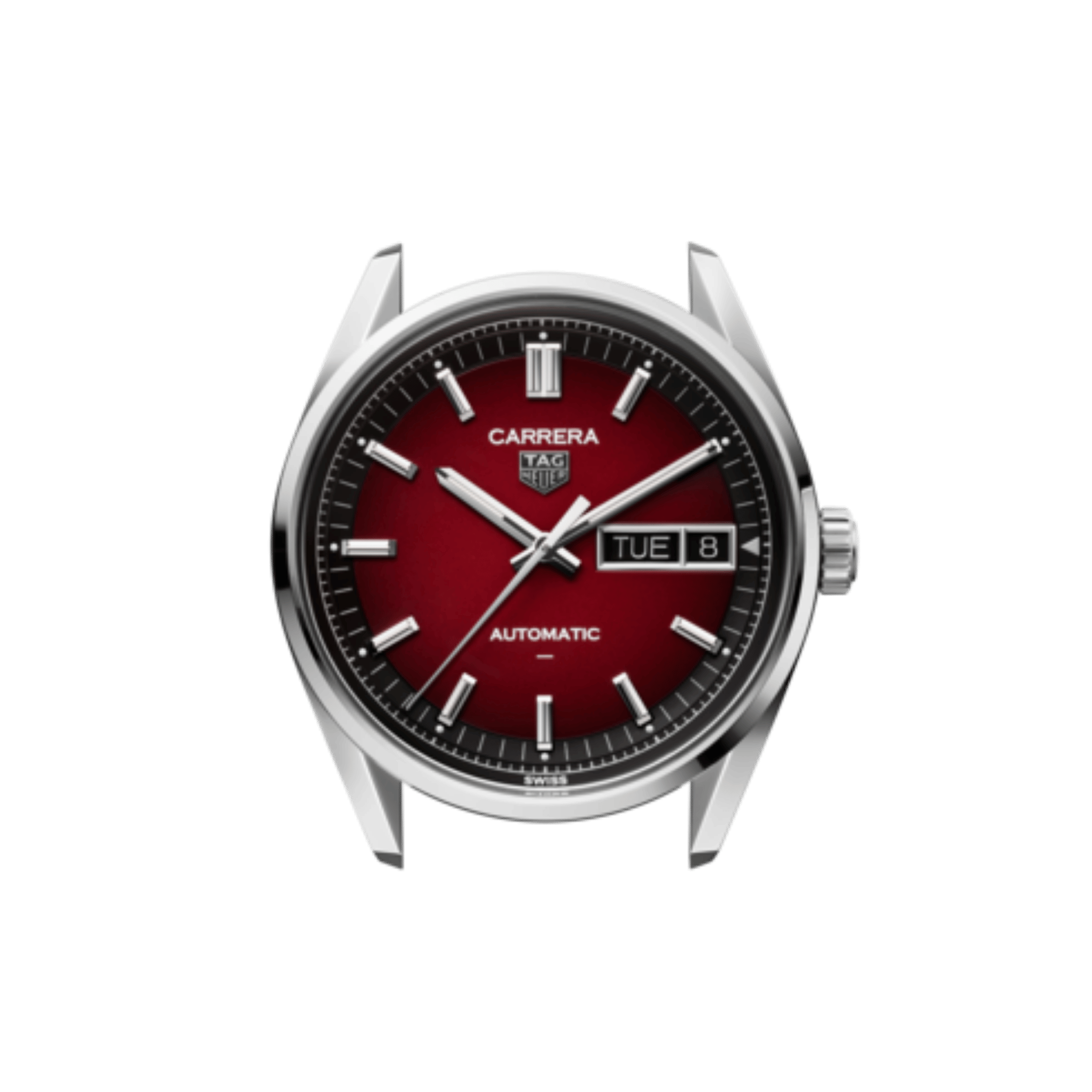 Montre TAG Heuer Carrera Day-Date automatique cadran rouge bracelet acier 41 mm