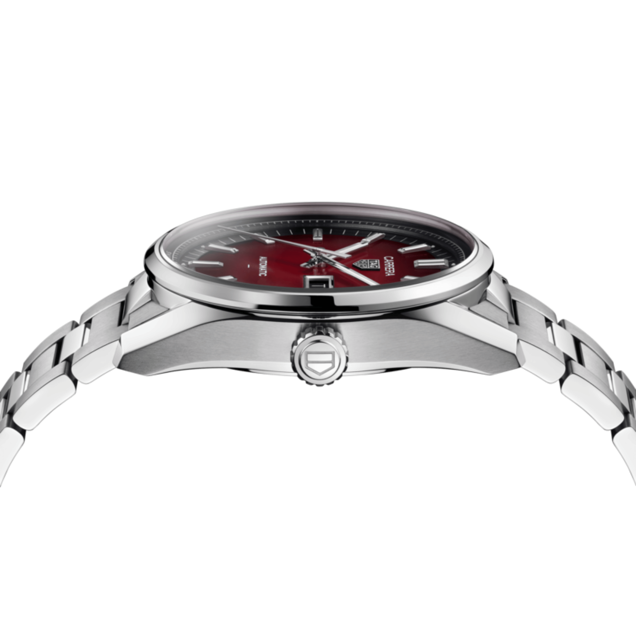 Montre TAG Heuer Carrera Day-Date automatique cadran rouge bracelet acier 41 mm