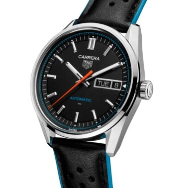 TAG Heuer Carrera Day-Date Automatic black dial leather strap 41 mm