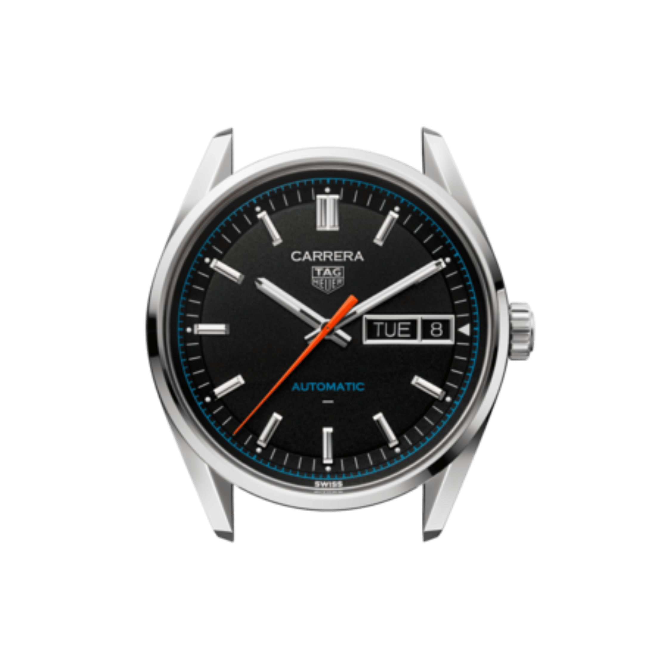 TAG Heuer Carrera Day-Date Automatic black dial leather strap 41 mm