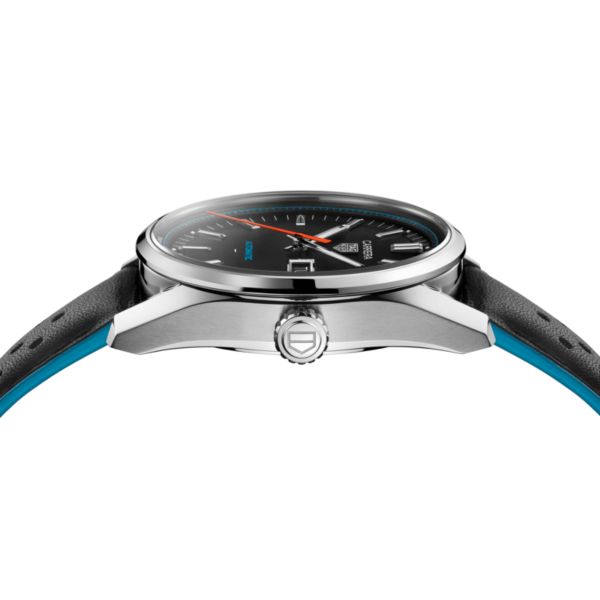 TAG Heuer Carrera Day-Date Automatic black dial leather strap 41 mm