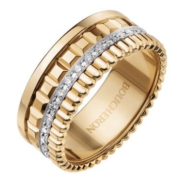 Bague Boucheron Quatre Radiant Edition petit modèle en or jaune et diamants JRG02487