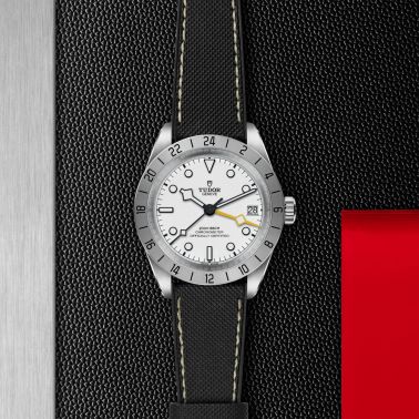 Tudor Black Bay Pro automatic opaline white dial rubber/leather strap 39 mm