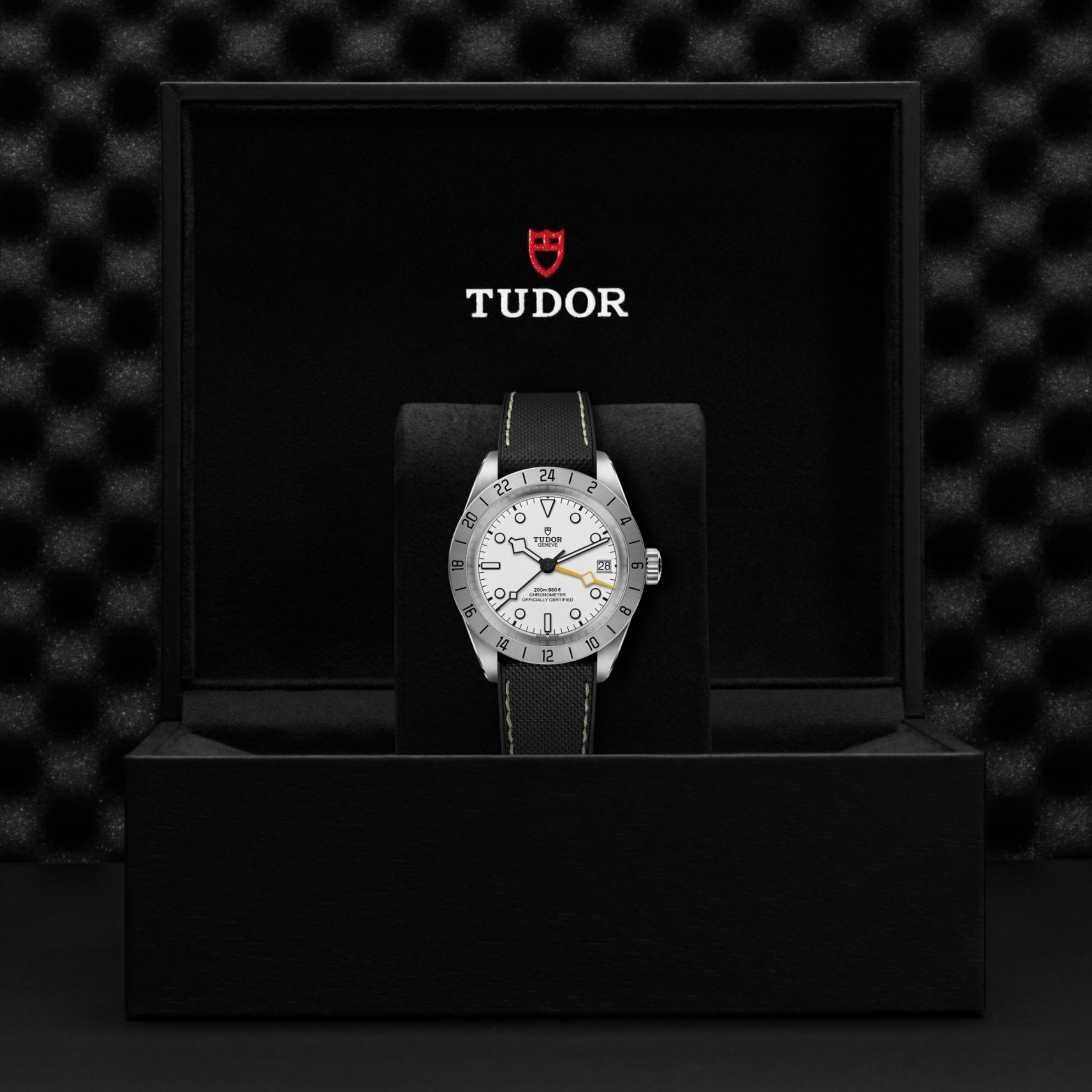Montre Tudor Black Bay Pro automatique cadran blanc opalin bracelet cuir et caoutchouc 39 mm