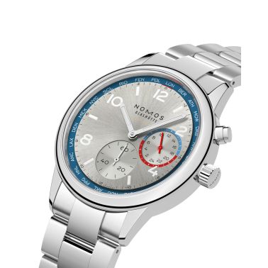 Watch Nomos Club Sport Neomatik Worldtimer Mondial sapphire back silver dial steel bracelet