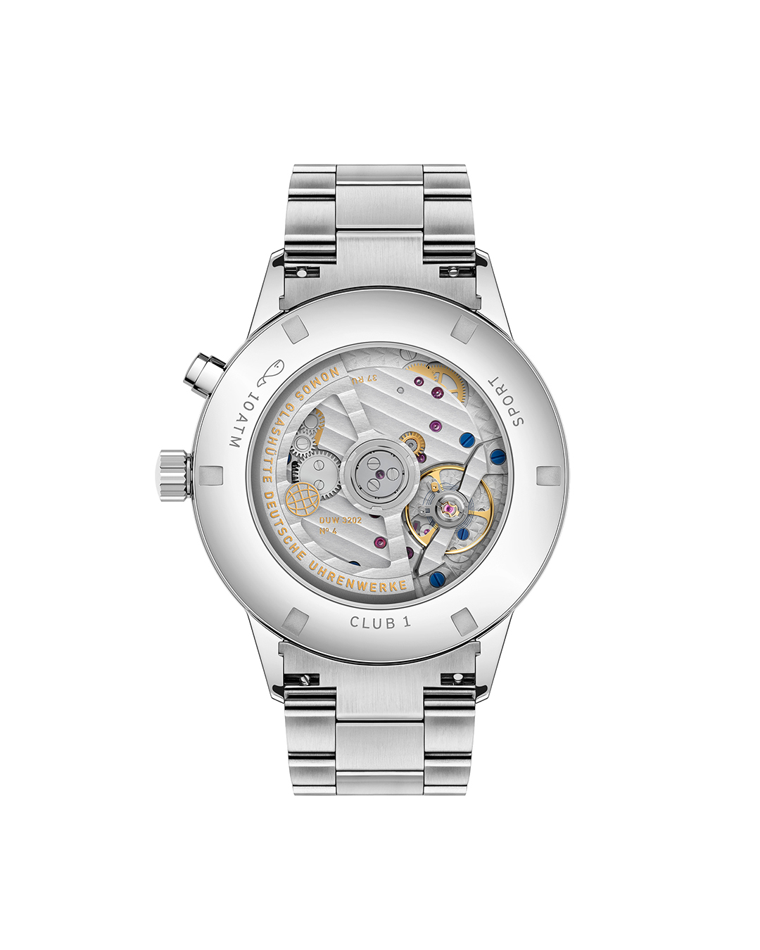 Watch Nomos Club Sport Neomatik Worldtimer Mondial sapphire back silver dial steel bracelet