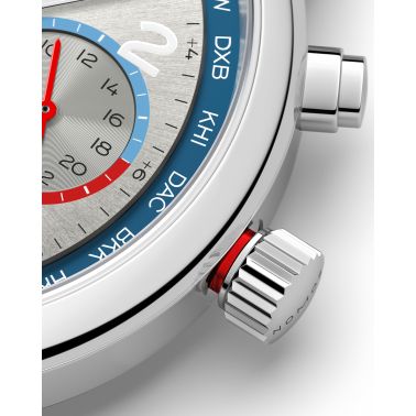 Watch Nomos Club Sport Neomatik Worldtimer Mondial sapphire back silver dial steel bracelet