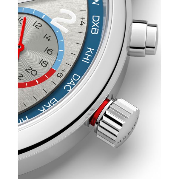 Watch Nomos Club Sport Neomatik Worldtimer Mondial sapphire back silver dial steel bracelet