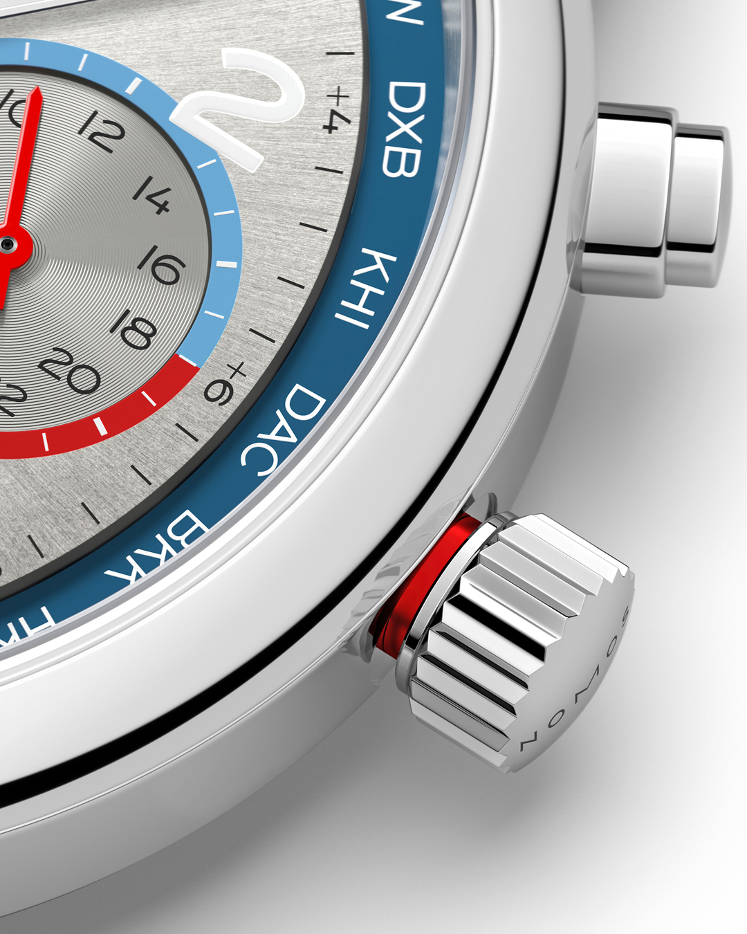 Watch Nomos Club Sport Neomatik Worldtimer Mondial sapphire back silver dial steel bracelet