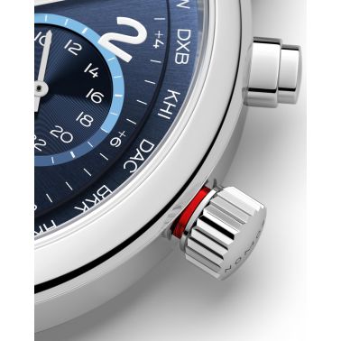 Watch Nomos Club Sport Neomatik Worldtimer Mondial sapphire back blue dial steel bracelet