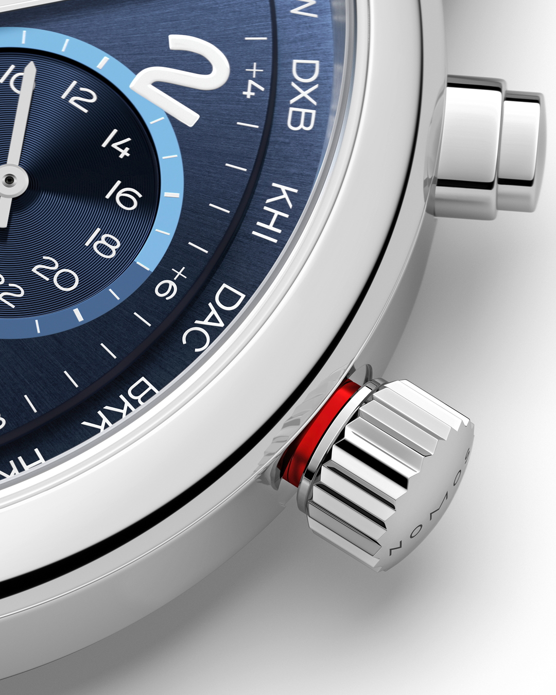 Watch Nomos Club Sport Neomatik Worldtimer Mondial sapphire back blue dial steel bracelet