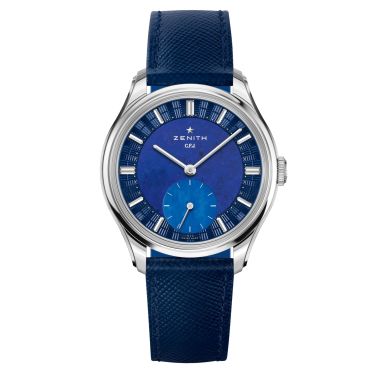 Zenith G.F.J Calibre 135 platinium Lapis Lazuli dial leather strap 39 mm