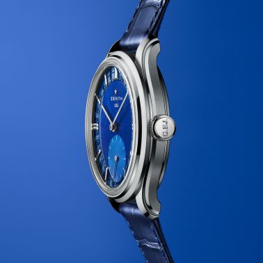 Zenith G.F.J Calibre 135 platinium Lapis Lazuli dial leather strap 39 mm