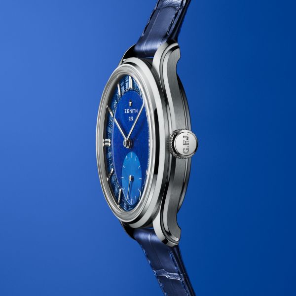 Montre Zenith G.F.J Calibre 135 platine cadran Lapis Lazuli bracelet cuir 39 mm