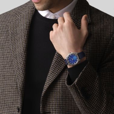 Zenith G.F.J Calibre 135 platinium Lapis Lazuli dial leather strap 39 mm