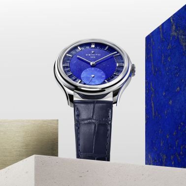Montre Zenith G.F.J Calibre 135 platine cadran Lapis Lazuli bracelet cuir 39 mm