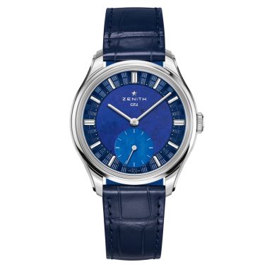Zenith G.F.J Calibre 135 platinium Lapis Lazuli dial leather strap 39 mm