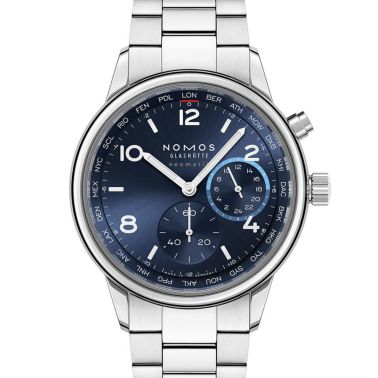 Watch Nomos Club Sport Neomatik Worldtimer Mondial sapphire back blue dial steel bracelet