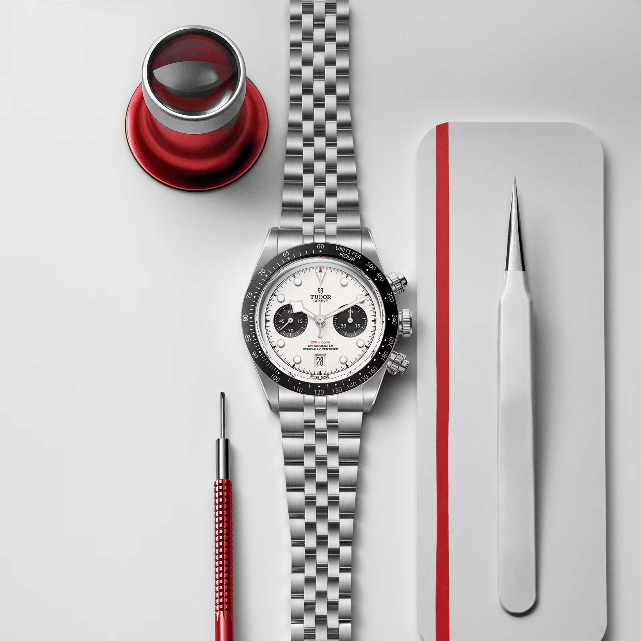 Tudor Black Bay Chrono automatic opaline white dial five-link steel bracelet 41 mm