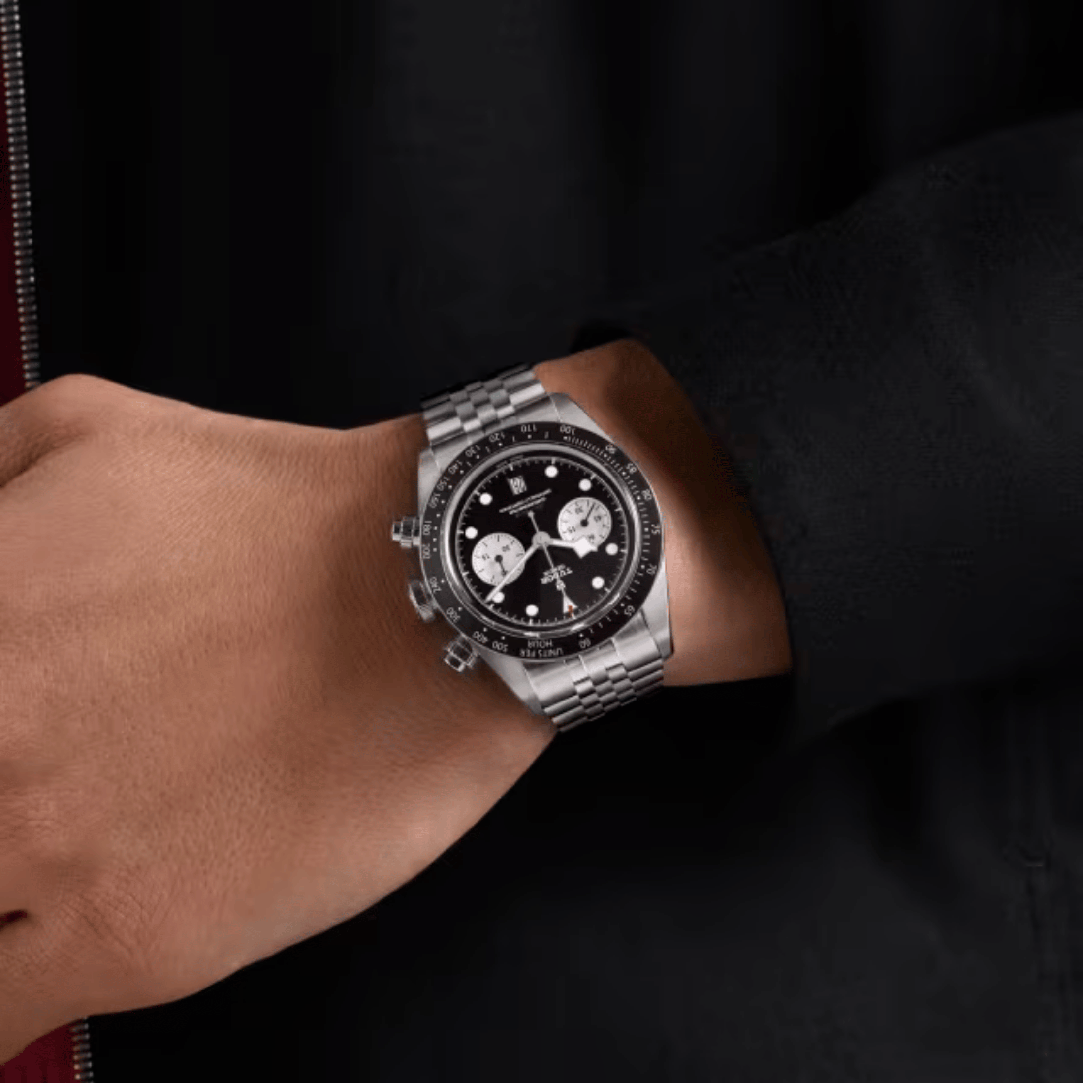 Tudor Black Bay Chrono automatic black dial five-link steel bracelet 41 mm