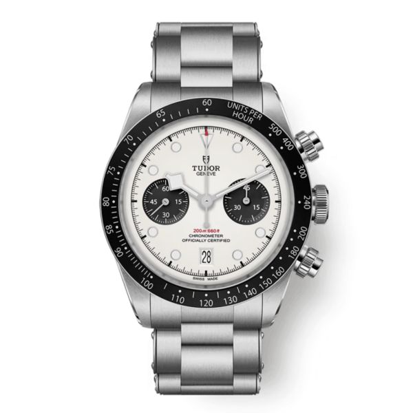 Tudor Black Bay Chrono automatic opaline white dial riveted steel bracelet 41 mm