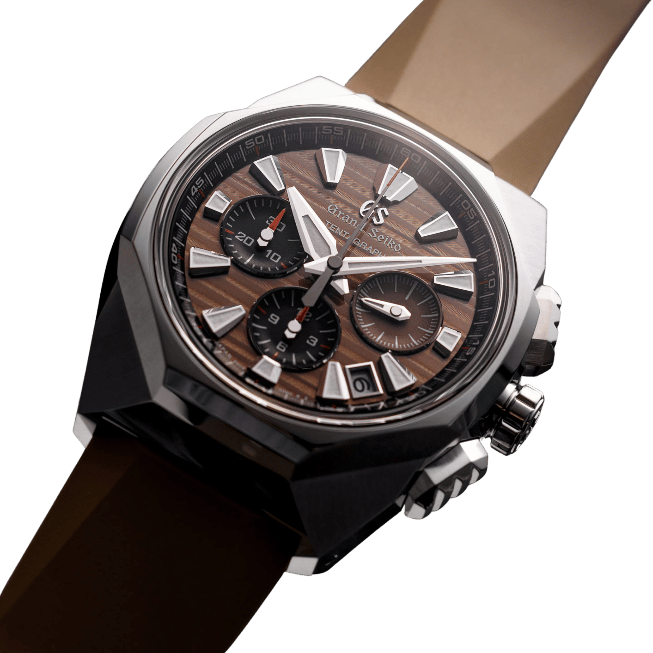 Montre Grand Seiko Sport Tokyo Lion Tentagraph automatique cadran marron bracelet caoutchouc 43 mm