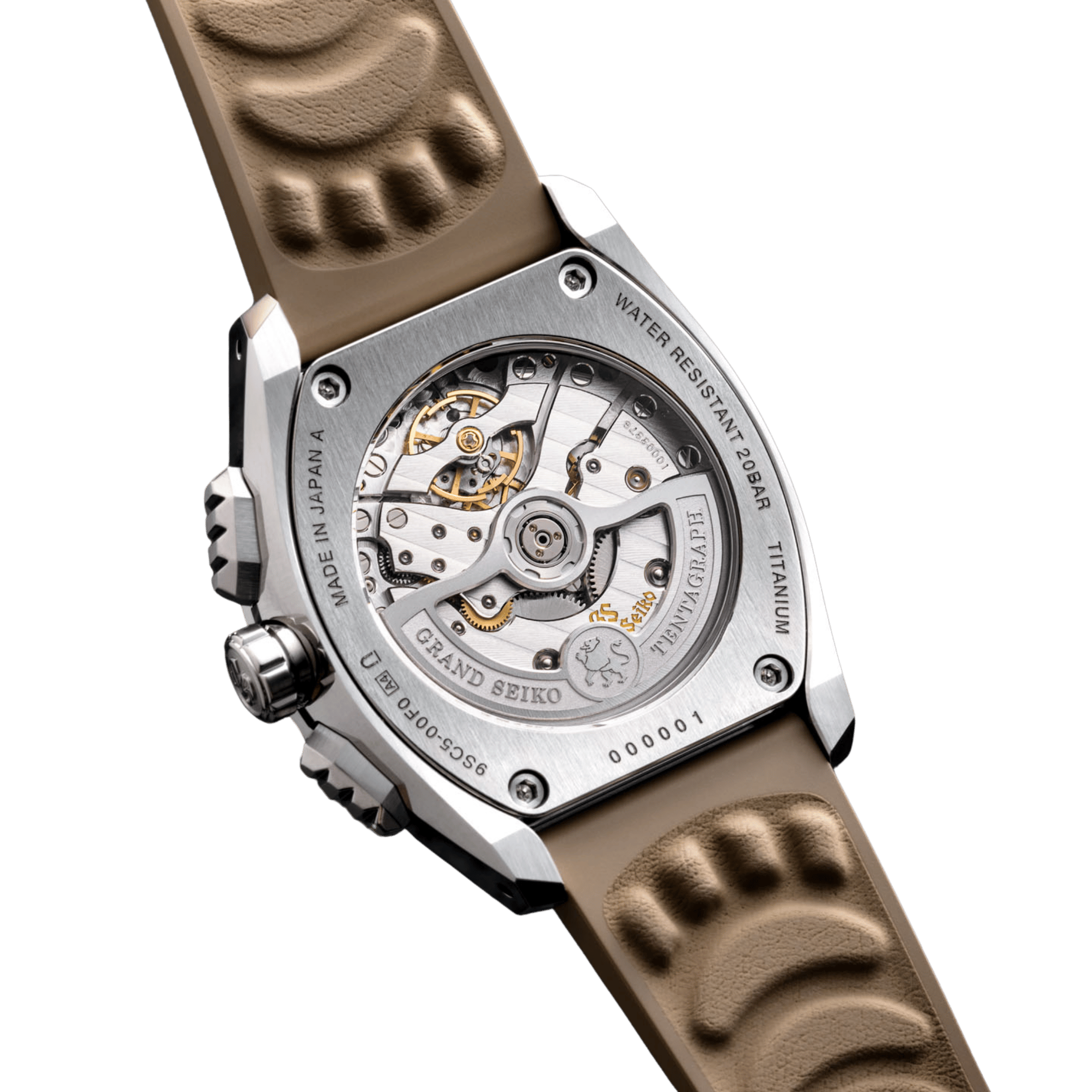 Montre Grand Seiko Sport Tokyo Lion Tentagraph automatique cadran marron bracelet caoutchouc 43 mm