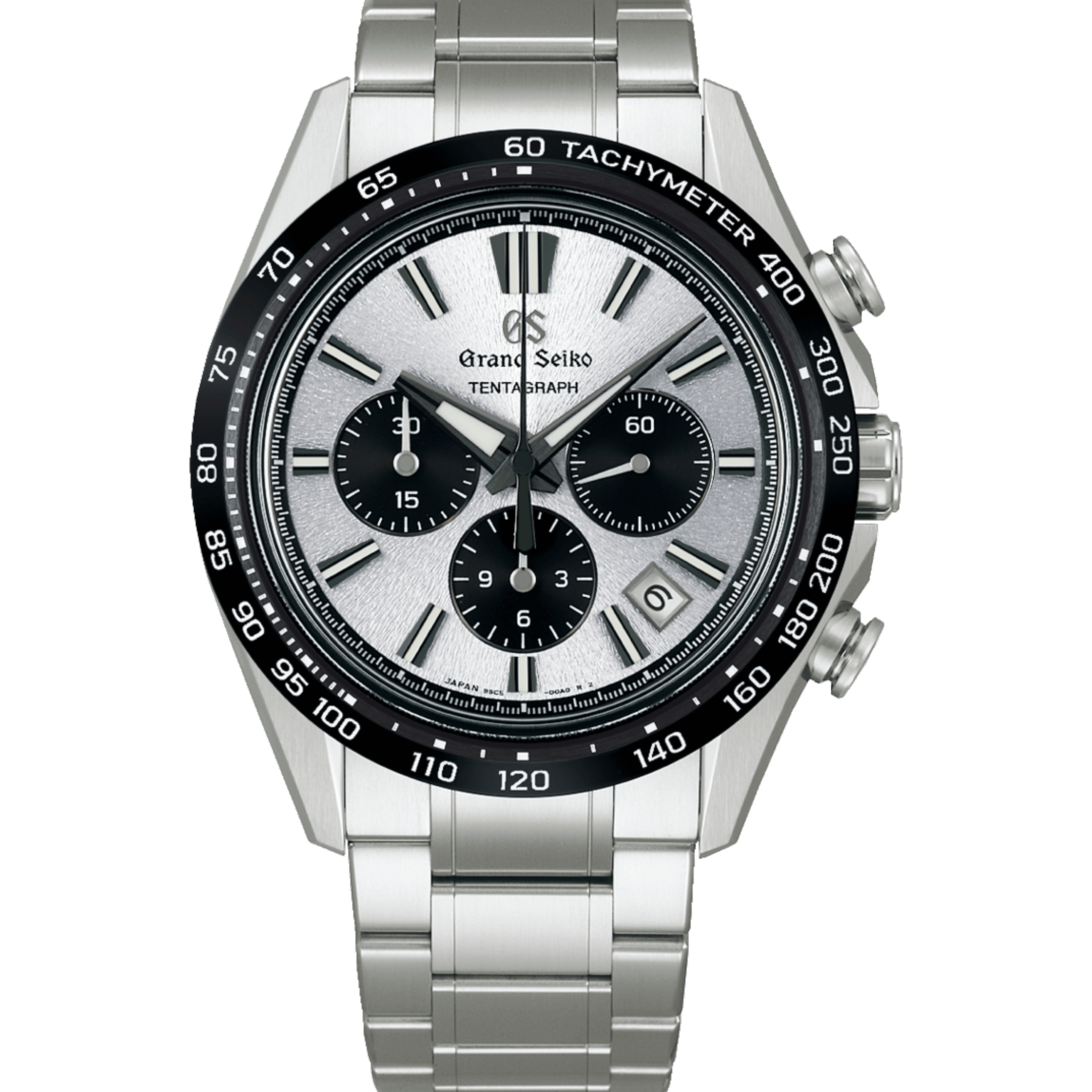 Montre Grand Seiko Evolution 9 Tentagraph chrono automatique Hi-Beats titane cadran argenté bracelet titane 43,2 mm