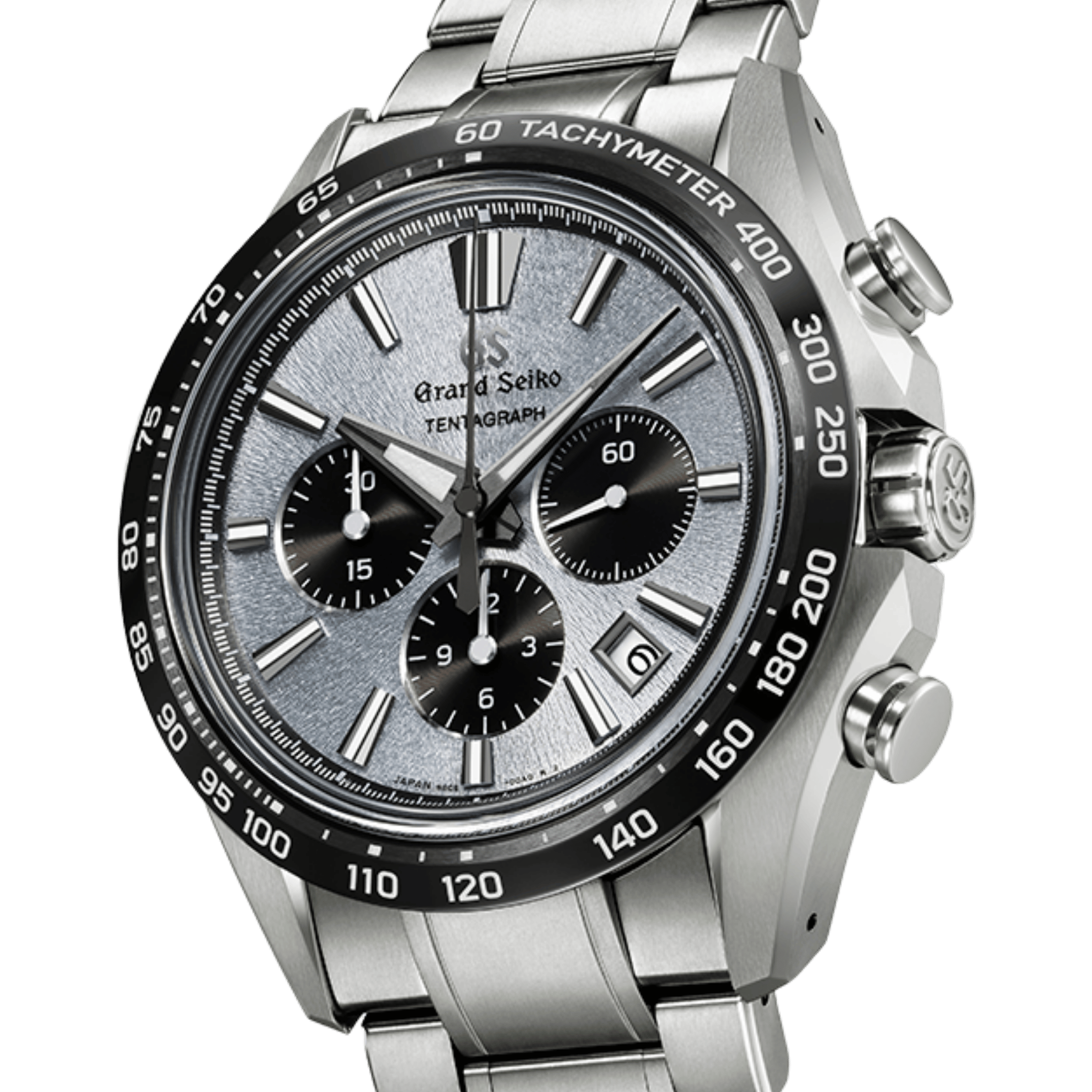 Grand Seiko Evolution 9 Tentagraph chrono automatic Hi-Beats titanium silver dial titanium bracelet 43,2 mm