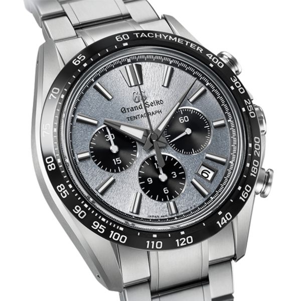 Montre Grand Seiko Evolution 9 Tentagraph chrono automatique Hi-Beats titane cadran argenté bracelet titane 43,2 mm