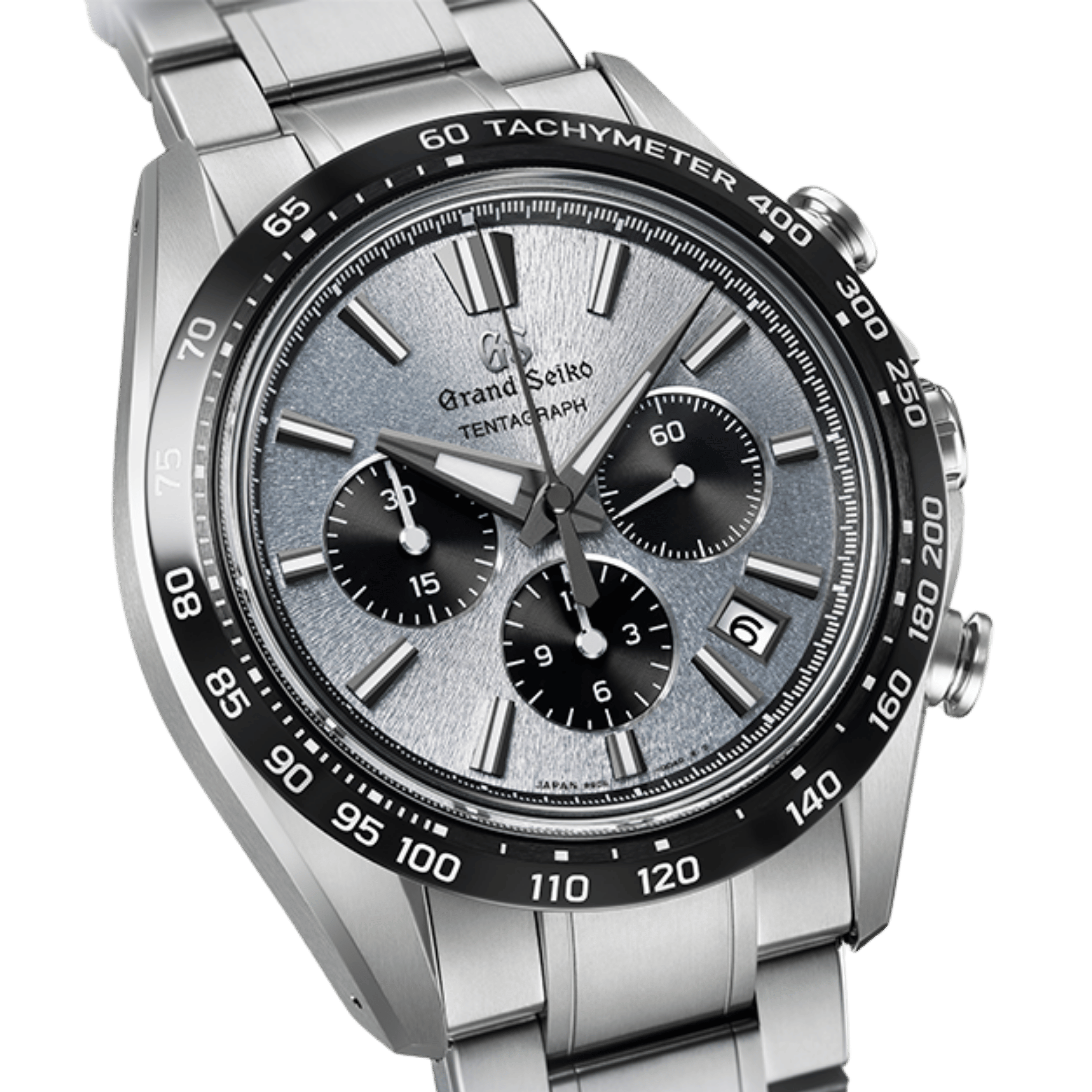 Montre Grand Seiko Evolution 9 Tentagraph chrono automatique Hi-Beats titane cadran argenté bracelet titane 43,2 mm