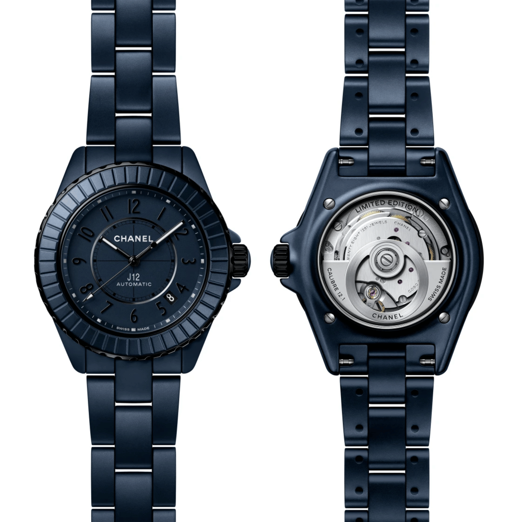 CHANEL J12 BLUE automatic watch, 38 mm, blue dial and blue ceramic strap