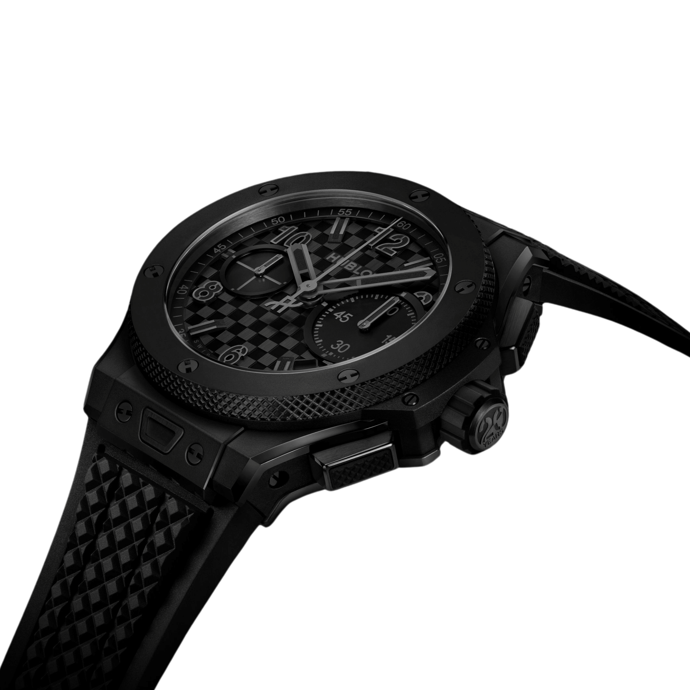 Montre Hublot Big Bang 20ème Anniversaire All Black automatique cadran carbone bracelet caoutchouc 43 mm