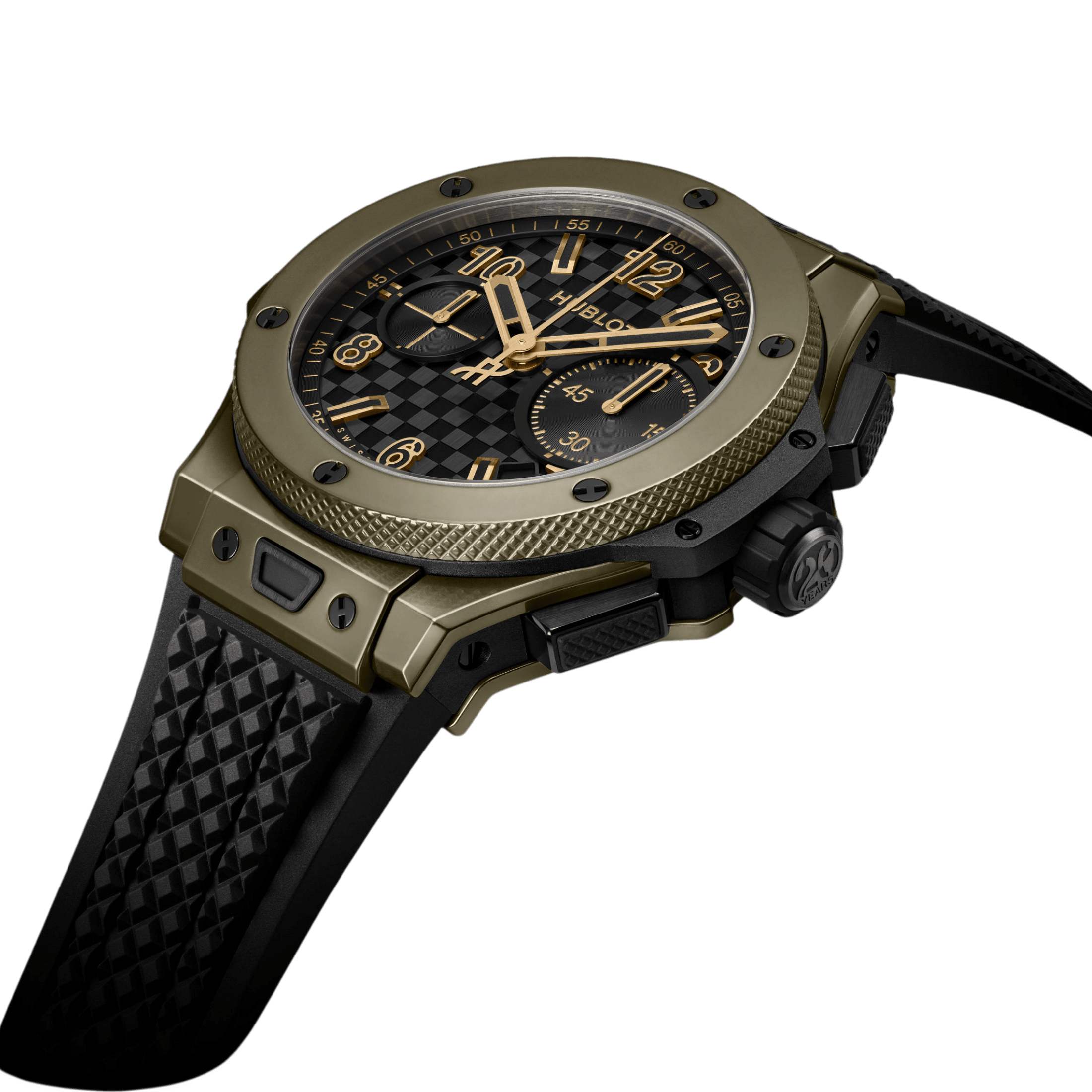 Montre Hublot Big Bang 20ème Anniversaire King Gold Ceramic automatique cadran carbone bracelet caoutchouc 43 mm