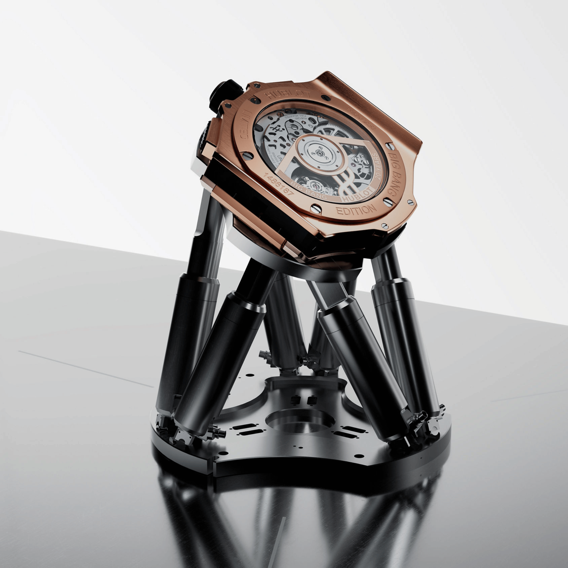 Montre Hublot Big Bang 20ème Anniversaire King Gold Ceramic automatique cadran carbone bracelet caoutchouc 43 mm