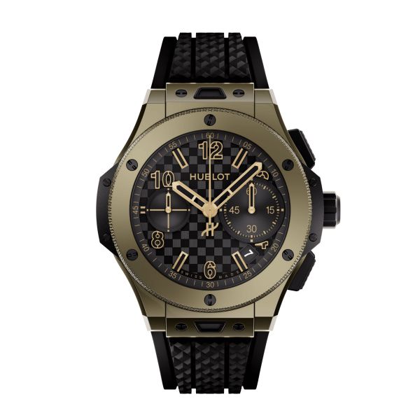 Montre Hublot Big Bang 20ème Anniversaire Full Magic Gold automatique cadran carbone bracelet caoutchouc 43 mm