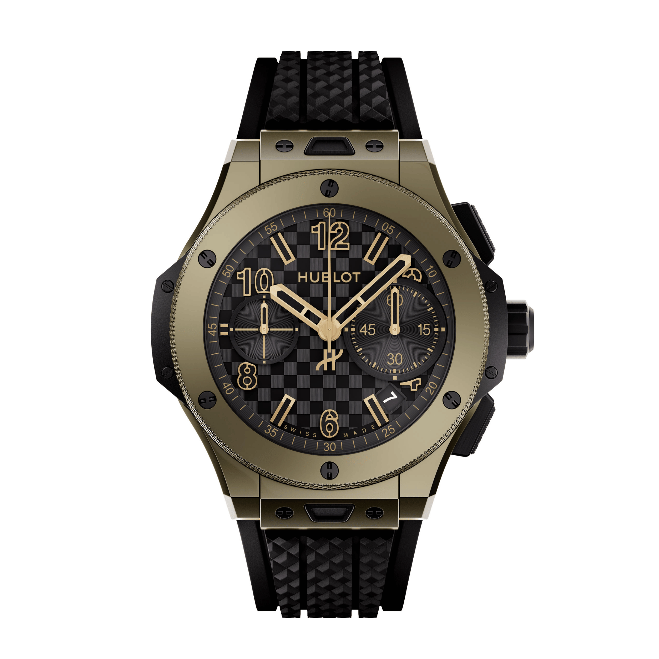 Montre Hublot Big Bang 20ème Anniversaire Full Magic Gold automatique cadran carbone bracelet caoutchouc 43 mm