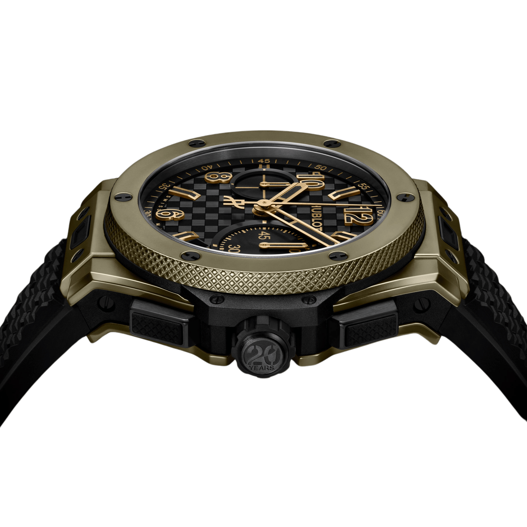 Montre Hublot Big Bang 20ème Anniversaire Full Magic Gold automatique cadran carbone bracelet caoutchouc 43 mm