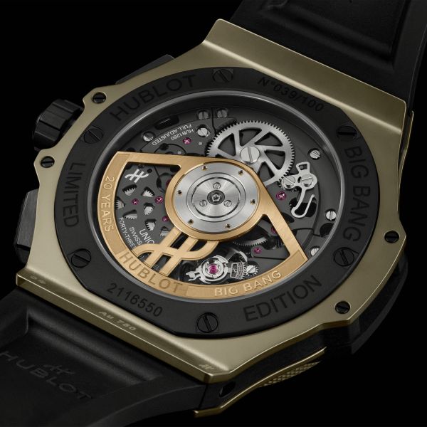 Hublot Big Bang 20th Anniversary Full Magic Gold automatic carbon dial rubber strap 43 mm