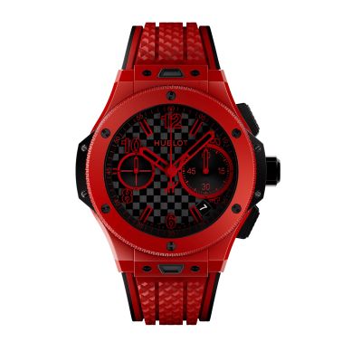 Montre Hublot Big Bang 20ème Anniversaire Red Magic automatique cadran carbone bracelet caoutchouc 43 mm